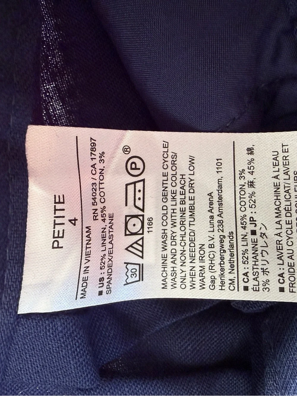 NWT Banana Republic High Rise Wide Leg Linen Pants Navy Blue Petite 4P